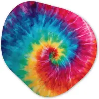 MuchoWow Organische wanddecoratie 40x40 cm - Organisch schilderij Regenboog - Tie dye - Kleurrijk - Blauw - Muurdecoratie woonkamer - Kamer decoratie - Schilderijen - Muurcirkel aesthetic