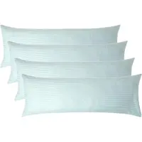 Homescapes Satijn Streep Katoen Kussensloop 50x140 cm Langwerpig – Set van 4 – Aquablauw – 100% Egyptisch Katoen – Draaddichtheid 330