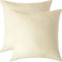 Homescapes Satijn Streep Katoen Kussensloop 80x80 cm – Set van 2 – Lichtgeel – 100% Egyptisch Katoen – Draaddichtheid 330