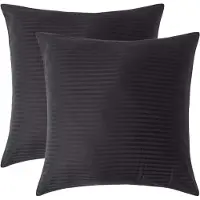 Homescapes Satijn Streep Katoen Kussensloop 80x80 cm – Set van 2 – Zwart – 100% Egyptisch Katoen – Draaddichtheid 330