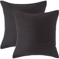 Homescapes Satijn Streep Katoen Kussensloop 40x40 cm – Set van 2 – Zwart – 100% Egyptisch Katoen – Draaddichtheid 330