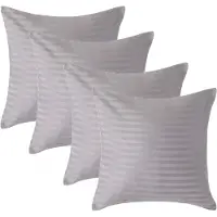 Homescapes Satijn Streep Katoen Kussensloop 40x40 cm – Set van 4 – Zilvergrijs – 100% Egyptisch Katoen – Draaddichtheid 330