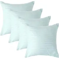 Homescapes Satijn Streep Katoen Kussensloop 40x40 cm – Set van 4 – Aquablauw – 100% Egyptisch Katoen – Draaddichtheid 330