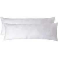 Homescapes Satijn Streep Katoen Kussensloop 50x140 cm Langwerpig – Set van 2 – Wit – 100% Egyptisch Katoen – Draaddichtheid 330