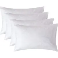 Homescapes Satijn Streep Katoen Kussensloop 50x75 cm – Set van 4 – Wit – 100% Egyptisch Katoen – Draaddichtheid 330