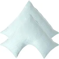 Homescapes Satijn Streep Katoen V-Kussensloop – Set van 2 - Aquablauw - 100% Egyptisch Katoen - 330TC - 38 x 76 cm