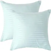 Homescapes Satijn Streep Katoen Kussensloop 40x40 cm – Set van 2 – Aquablauw – 100% Egyptisch Katoen – Draaddichtheid 330