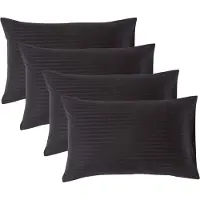 Homescapes Satijn Streep Katoen Kussensloop 50x75 cm – Set van 4 – Zwart – 100% Egyptisch Katoen – Draaddichtheid 330