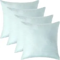 Homescapes Satijn Streep Katoen Kussensloop 80x80 cm – Set van 4 – Aquablauw – 100% Egyptisch Katoen – Draaddichtheid 330