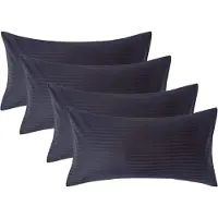 Homescapes Satijn Streep Katoen Kussensloop 50x90 cm – Set van 4 – Zwart – 100% Egyptisch Katoen – Draaddichtheid 330