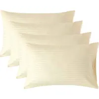 Homescapes Satijn Streep Katoen Kussensloop 50x75 cm – Set van 4 – Lichtgeel – 100% Egyptisch Katoen – Draaddichtheid 330