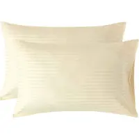 Homescapes Satijn Streep Katoen Kussensloop 50x75 cm – Set van 2 – Lichtgeel – 100% Egyptisch Katoen – Draaddichtheid 330