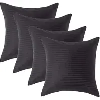 Homescapes Satijn Streep Katoen Kussensloop 60x60 cm – Set van 4 – Zwart – 100% Egyptisch Katoen – Draaddichtheid 330