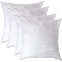 Homescapes Satijn Streep Katoen Kussensloop 80x80 cm – Set van 4 – Wit – 100% Egyptisch Katoen – Draaddichtheid 330