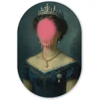 MuchoWow Muurovaal 60x90 cm - Ovale wanddecoratie Kroon - Roze druipend verf - Portret - Ovalen schilderij - Muurdecoratie woonkamer - Kamer decoratie - Schilderijen - Wandcirkel