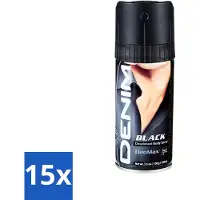Denim 15 x - Deodorant Aerosol - Black Geur - Voor Mannen - 150 ml - Deodorant Spray Mannen - Deodorant Aerosol - Deodorant Spray 150 Ml - Black Deodorant - Mannelijke Geur