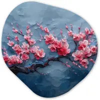MuchoWow Organische wanddecoratie 40x40 cm - Organisch schilderij Bloesem - Bloem - Roze - Tak - Muurdecoratie woonkamer - Kamer decoratie - Schilderijen - Muurcirkel aesthetic