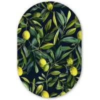 MuchoWow Muurovaal 80x120 cm - Ovale wanddecoratie Citroenen - Bladeren - Natuurlijk - Ovalen schilderij - Muurdecoratie woonkamer - Kamer decoratie - Schilderijen - Wandcirkel
