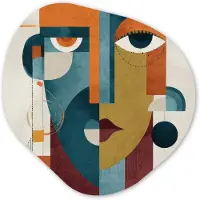 MuchoWow Organische wanddecoratie 40x40 cm - Organisch schilderij Geometrisch - Strakke vormen - Kleurrijk - Muurdecoratie woonkamer - Kamer decoratie - Schilderijen - Muurcirkel aesthetic