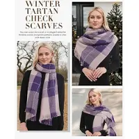 Karma Dames geruit oversized kasjmier sjaal lange zachte wraps dames geruit oversized sjaal lange sjaal voor herfst en winter , blauw en paars