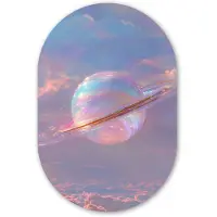 MuchoWow Muurovaal 60x90 cm - Ovale wanddecoratie Planeet - Lucht - Wolken - Pasteltinten - Ovalen schilderij - Muurdecoratie woonkamer - Kamer decoratie - Schilderijen - Wandcirkel