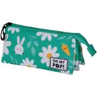 Oh My Pop - Oh My Pop! - in bloei-Triple Roletui - Potloden etui - Pennenetui - Turquoise