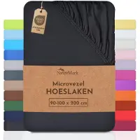 NatureMark Microvezel hoeslaken in vele maten en kleuren, 90x200cm Zwart