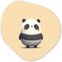 MuchoWow Organische wanddecoratie 40x40 cm - Organisch schilderij Panda - Beige - Minimalistisch - Muurdecoratie woonkamer - Kamer decoratie - Schilderijen - Muurcirkel aesthetic