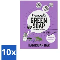 Marcel's Green Soap 10 x - Handzeep Bar - Lavendel & Rozemarijn - Zachte verzorging - 90 gr - Voordeelverpakking - 10 stuks