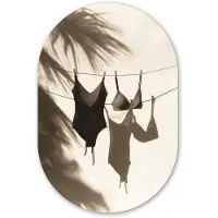 MuchoWow Muurovaal 40x60 cm - Ovale wanddecoratie Badkleding - Palmbomen - Schaduw - Tropisch - Ovalen schilderij - Muurdecoratie woonkamer - Kamer decoratie - Schilderijen - Wandcirkel