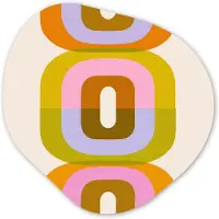 MuchoWow Organische wanddecoratie 60x60 cm - Organisch schilderij Stapel - Vormen - Geblokt - Oranje - Muurdecoratie woonkamer - Kamer decoratie - Schilderijen - Muurcirkel aesthetic