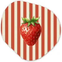 MuchoWow Organische wanddecoratie 90x90 cm - Organisch schilderij Aardbei - Strepen - Rood - Muurdecoratie woonkamer - Kamer decoratie - Schilderijen - Muurcirkel aesthetic