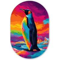 MuchoWow Muurovaal 40x60 cm - Ovale wanddecoratie Ijsschots - Pinguïn - Abstract - Lucht - Ovalen schilderij - Muurdecoratie woonkamer - Kamer decoratie - Schilderijen - Wandcirkel