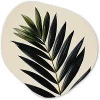 MuchoWow Organische wanddecoratie 60x60 cm - Organisch schilderij Palmblad - Donkere bladen - Subtiel - Muurdecoratie woonkamer - Kamer decoratie - Schilderijen - Muurcirkel aesthetic