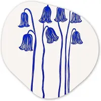MuchoWow Organische wanddecoratie 40x40 cm - Organisch schilderij Bloemen - Blauw - Lijnen - Bloemblaadjes - Muurdecoratie woonkamer - Kamer decoratie - Schilderijen - Muurcirkel aesthetic