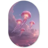 MuchoWow Muurovaal 40x60 cm - Ovale wanddecoratie Kwallen - Roze - Wolken - Ovalen schilderij - Muurdecoratie woonkamer - Kamer decoratie - Schilderijen - Wandcirkel