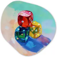 MuchoWow Organische wanddecoratie 90x90 cm - Organisch schilderij Dobbelstenen - Kleurrijk - Getallen - Stipjes - Muurdecoratie woonkamer - Kamer decoratie - Schilderijen - Muurcirkel aesthetic