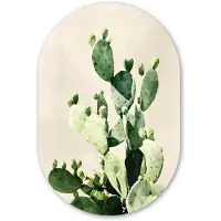 MuchoWow Muurovaal 80x120 cm - Ovale wanddecoratie Cactus - Groen - Minimalistisch - Ovalen schilderij - Muurdecoratie woonkamer - Kamer decoratie - Schilderijen - Wandcirkel