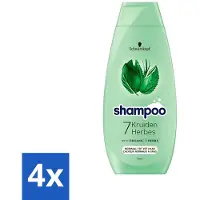 Schwarzkopf 4 x - Shampoo - 7 Kruiden - Normaal tot Vet haar - 400 ml - Haarversterkend Shampoo - Shampoo Voor Vet Haar - Shampoo Met Kruiden - Vegan Shampoo - Natuurlijke Shampoo
