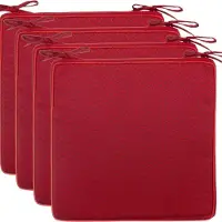 BOG Set Van 4 Zitkussens 40x40x4 Cm - Water- En Vuilafstotend - Met Bindbanden - Honingraatstructuur - Voor Binnen En Buiten - Rood - Tuin Terras Keuken