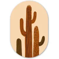 MuchoWow Muurovaal 80x120 cm - Ovale wanddecoratie Cactus - Woestijn - Zand - Bruin - Ovalen schilderij - Muurdecoratie woonkamer - Kamer decoratie - Schilderijen - Wandcirkel