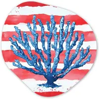 MuchoWow Organische wanddecoratie 40x40 cm - Organisch schilderij Koraal - Verfstructuur - Rood - Blauw - Muurdecoratie woonkamer - Kamer decoratie - Schilderijen - Muurcirkel aesthetic