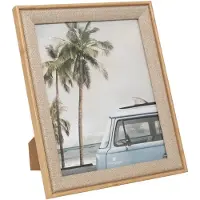Atmosphera Fotolijstje Java - voor 20 x 25 cm foto - beige - mdf/glas - ornament frame linnen - 24.5 x 29.5 cm - staand/hangend