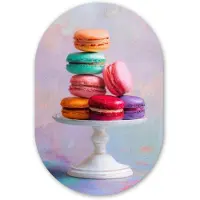MuchoWow Muurovaal 80x120 cm - Ovale wanddecoratie Macarons - Schaal - Pastel - Kleurrijk - Ovalen schilderij - Muurdecoratie woonkamer - Kamer decoratie - Schilderijen - Wandcirkel