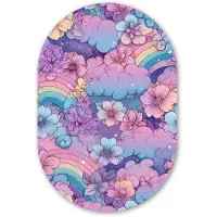 MuchoWow Muurovaal 60x90 cm - Ovale wanddecoratie Regenbogen - Bloemen - Kleurrijk - Wolken - Ovalen schilderij - Muurdecoratie woonkamer - Kamer decoratie - Schilderijen - Wandcirkel