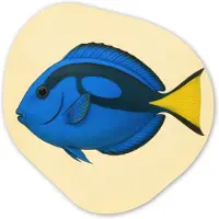 MuchoWow Organische wanddecoratie 60x60 cm - Organisch schilderij Blauw - Dory - Vis - Staartvin - Muurdecoratie woonkamer - Kamer decoratie - Schilderijen - Muurcirkel aesthetic
