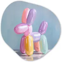 MuchoWow Organische wanddecoratie 90x90 cm - Organisch schilderij Dier - Ballon - Pasteltinten - Glanzend - Muurdecoratie woonkamer - Kamer decoratie - Schilderijen - Muurcirkel aesthetic