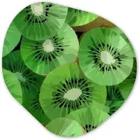 MuchoWow Organische wanddecoratie 90x90 cm - Organisch schilderij Kiwi - Groen - Pitten - Muurdecoratie woonkamer - Kamer decoratie - Schilderijen - Muurcirkel aesthetic