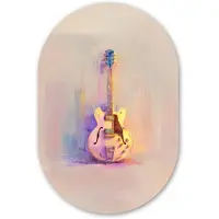 MuchoWow Muurovaal 40x60 cm - Ovale wanddecoratie Gitaar - Pastel - Schilderachtig - Ovalen schilderij - Muurdecoratie woonkamer - Kamer decoratie - Schilderijen - Wandcirkel