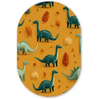 MuchoWow Muurovaal 80x120 cm - Ovale wanddecoratie Dinosaurussen - Stekels - Herfstbladeren - Bruin - Ovalen schilderij - Muurdecoratie woonkamer - Kamer decoratie - Schilderijen - Wandcirkel